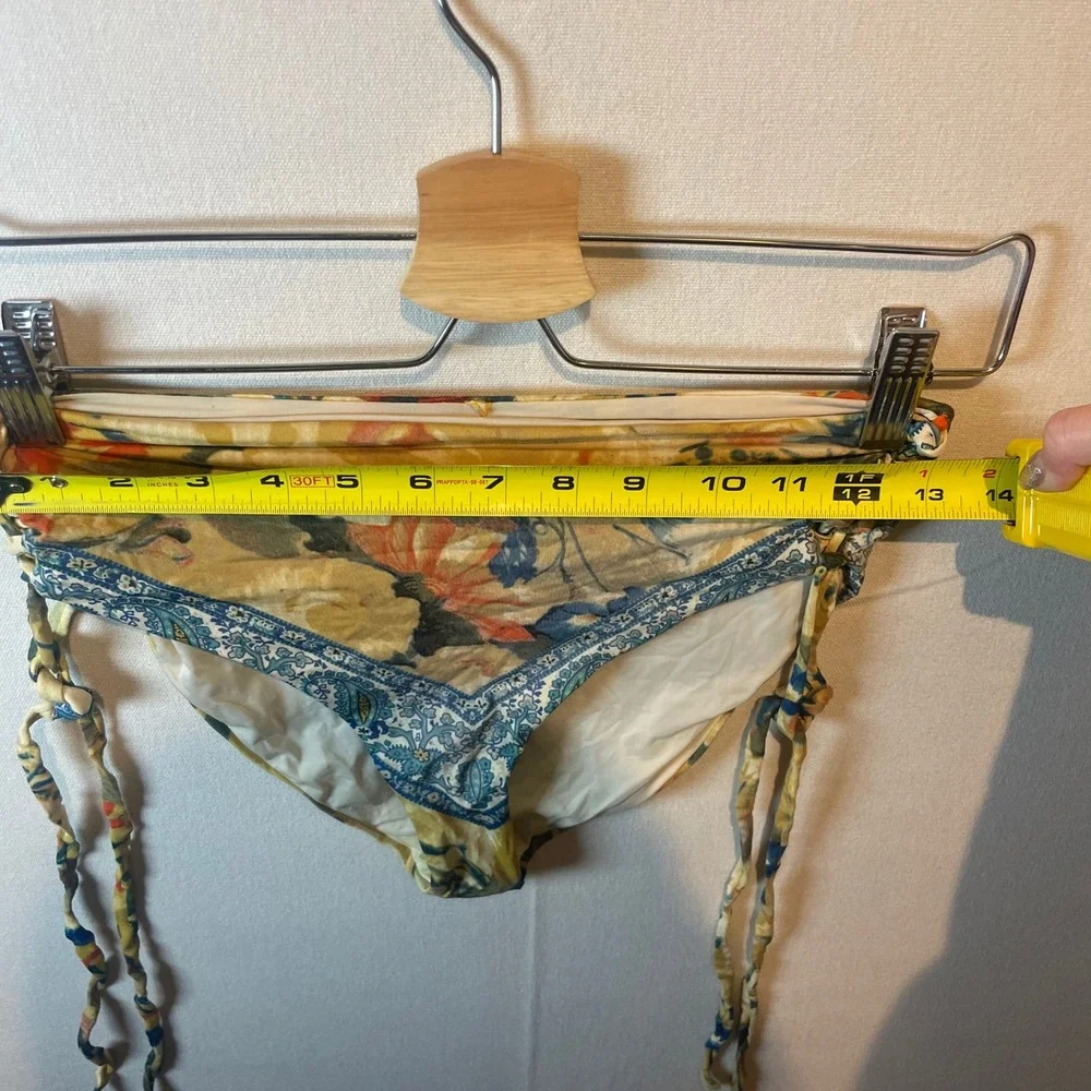 WET by Beach Rays Floral Print Bikini Bottoms Tie‎ Sides Ruched Waist - Size S